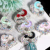Wholesale 3pcs Fully Diamond Auspicious Cloud Star Moon Beads