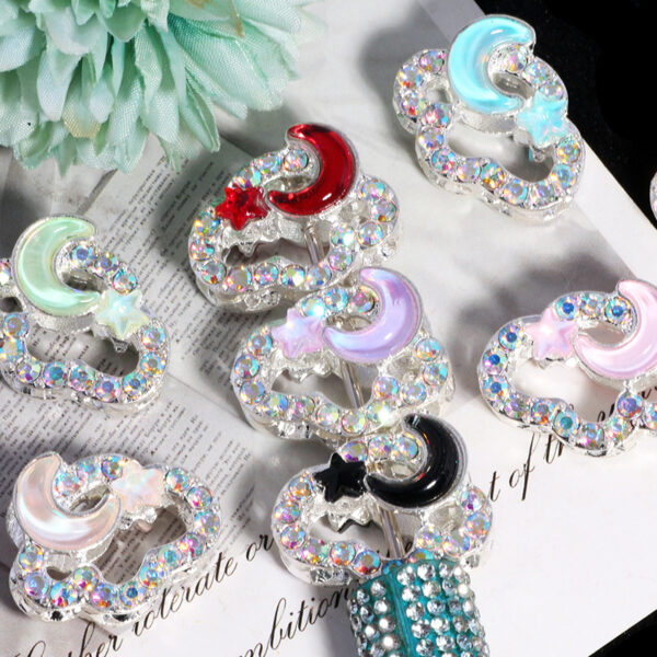 Wholesale 3pcs Fully Diamond Auspicious Cloud Star Moon Beads