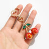 Wholesale Cute three-dimensional diamond studded red cherry keychain