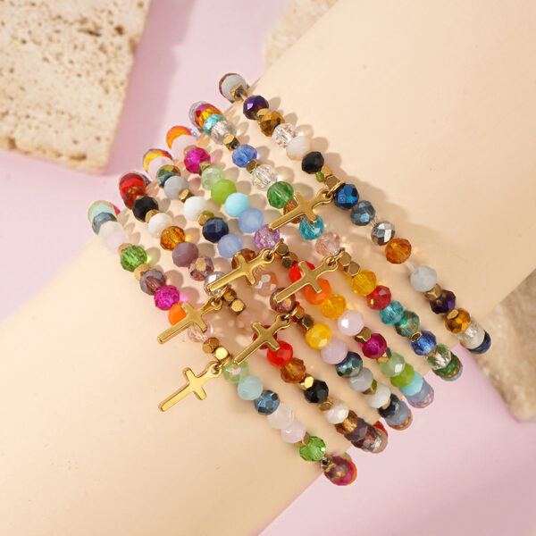 Wholesale Easter CrossQuartet Iron Gallbladder Chain Color Crystal Bracelet
