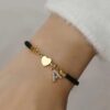 Wholesale A-Z Initial Letter Love Set Zirconia Adjustable Black Rope Bracelet