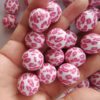 Wholesale 5pcs 20MM Acrylic Rose Red Leopard Print Beads