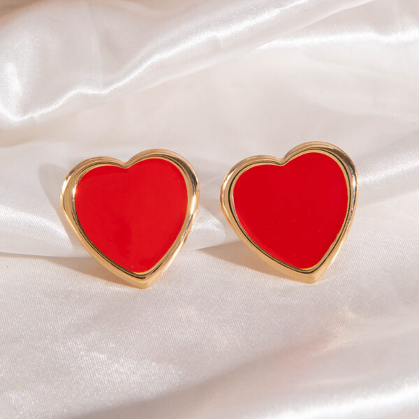 Wholesale Red Peach Heart Valentine's Day Earrings