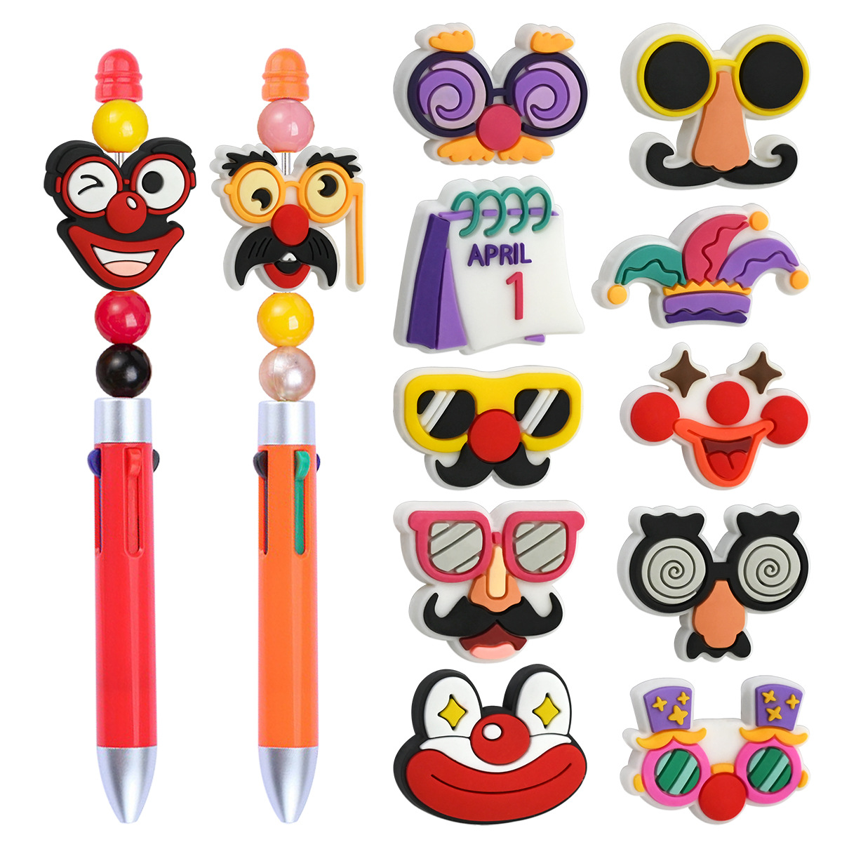 Wholesale Random April Fool's Day-themed Funny Mustache DIY PVC Soft Rubber Beads