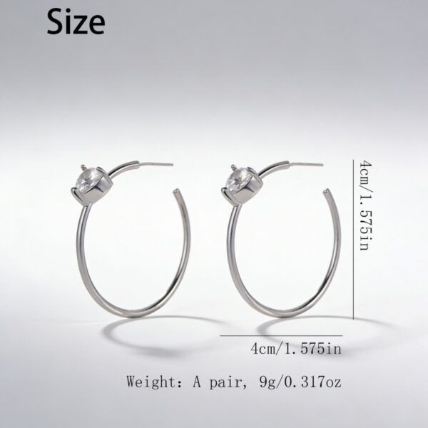 Wholesale Zircon single diamond plain hoop ear clip, extremely thin C-shaped earrings