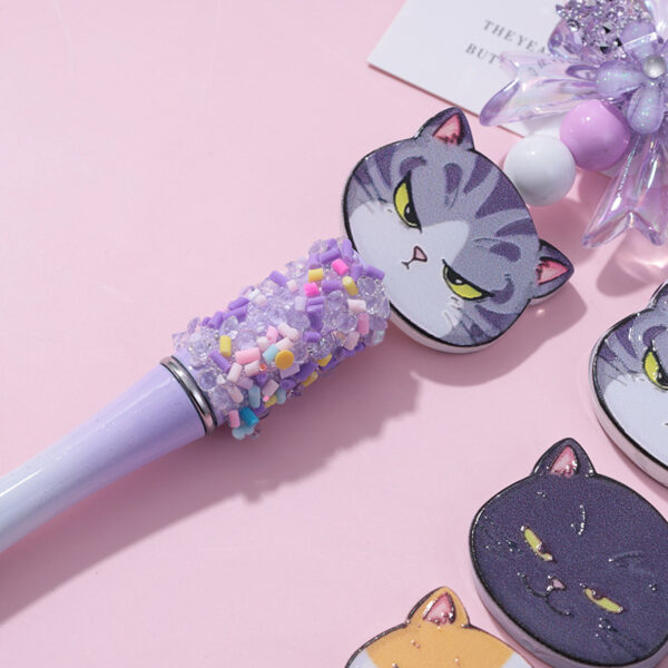 Wholesale 10pcs Beaded Pen Beads DIY Acrylic Cat Relief Phone Chain Beads