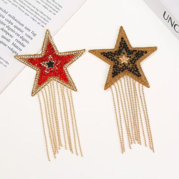 Wholesale Hot stamping tassel pentagram embroidery DIY Patches