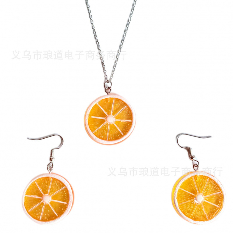 Wholesale Ft Resin Lemon Slice Jewelry Set