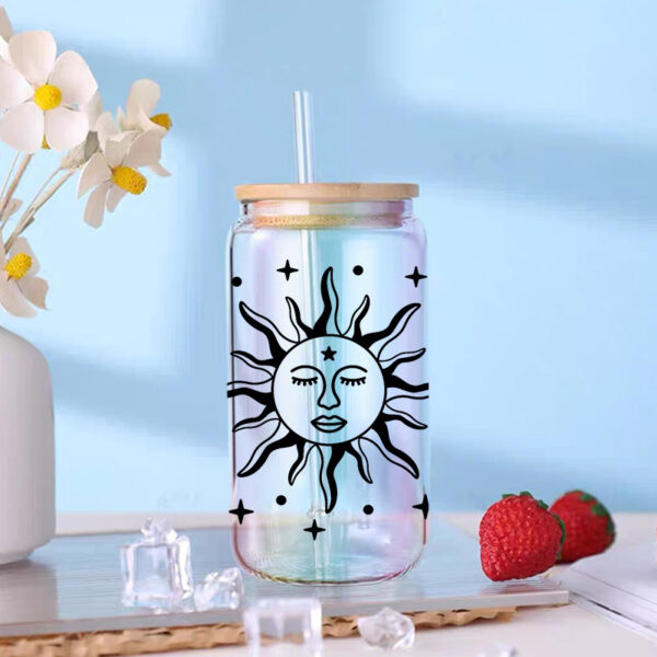Wholesale Colorful Cartoon Cute Sun Moon and Stars Theme 16oz Cup UV DTF Wraps