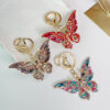 Wholesale Colored crystal rhinestone butterfly animal keychain