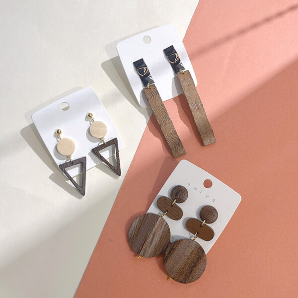 Wholesale Water droplet shaped geometric wooden earrings