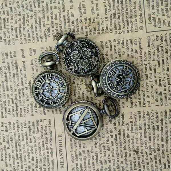 Wholesale Vintage small quartz heart-shaped hollow gear pocket watch