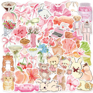 Wholesale 50pcs Pink Fun Small House Series Cartoon Waterproof Stickers