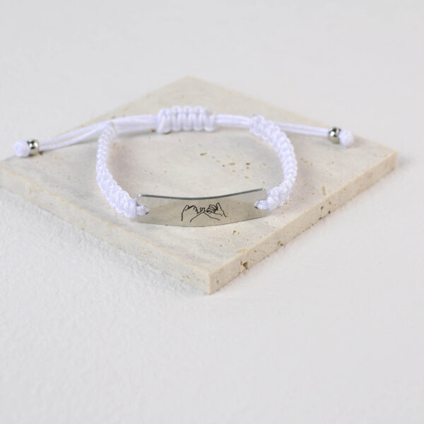 Wholesale Couple bracelet with stainless steel curved pieces, hand-woven black and white chain