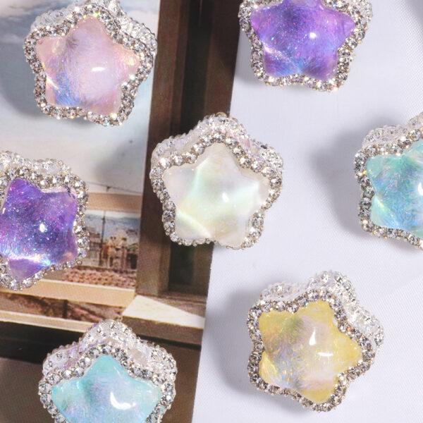 Wholesale 6pcs Stereoscopic flowing light pentagram four-way hole bead