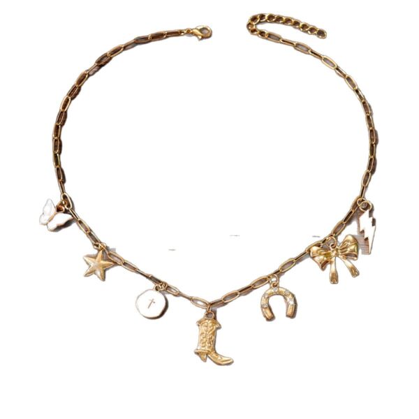 Wholesale Butterfly Star Lightning Western Cowboy Boots Horseshoe Necklace