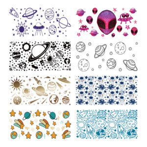 Wholesale Colorful Cartoon Alien Space 16oz Cup UV DTF Wraps