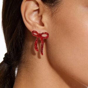 Wholesale Valentine's Day Glitter Multicolor Bow Acrylic Earrings