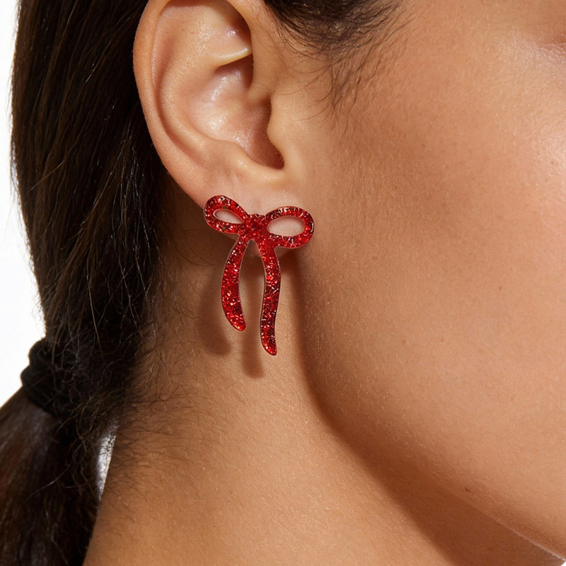 Wholesale Valentine's Day Glitter Multicolor Bow Acrylic Earrings