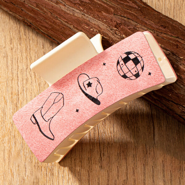 O1CN016cAYU223opQ9sZyYa_3950707303-0-cib Wholesale PU leather cowboy boots cowboy hat pattern printing hair clip