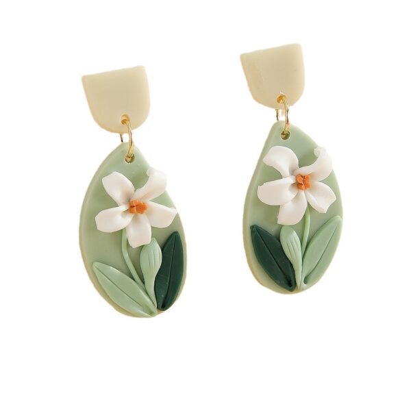 Wholesale Handmade Girl Forest Flower Soft Ceramic Earrings
