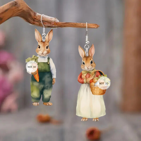 Wholesale Mr. and Mrs. Easter Rabbit Acrylic Earrings