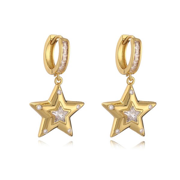 Wholesale asymmetric love five-pointed star earrings