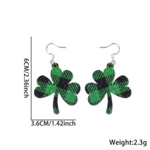 Black and green checkered clover model / Irish earrings