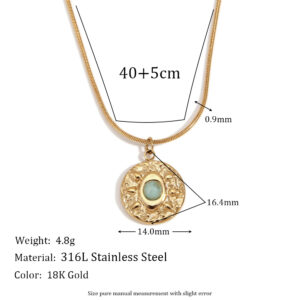 Tianhe Stone Eye Round Coin Pendant-Gold