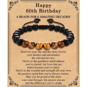 60th card + tiger eye stone black frosted bracelet