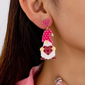 Wholesale Pink Love Face Covering Elderly Acrylic Earrings