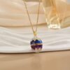 Wholesale Enamel colored Easter eggs with diamond inlay necklace