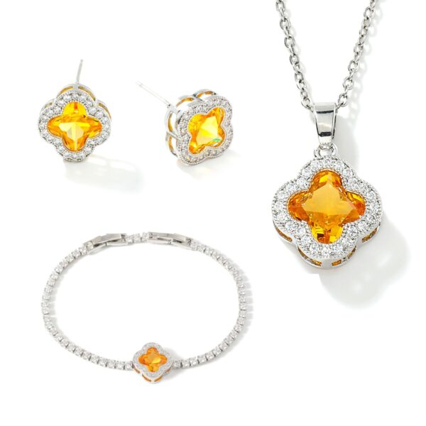 Wholesale Four leaf clover multicolored zirconium inlaid earrings