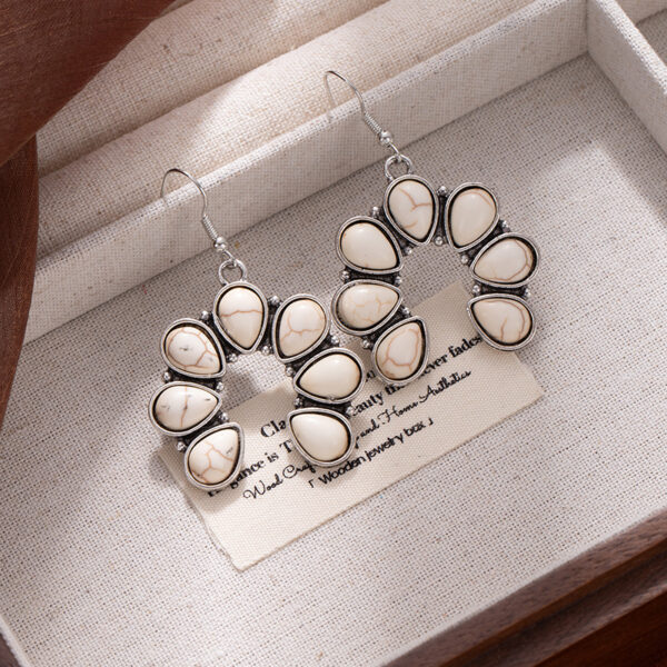 Wholesale Waterdrop Pine Stone Flower Bohemian Style Flower Earrings