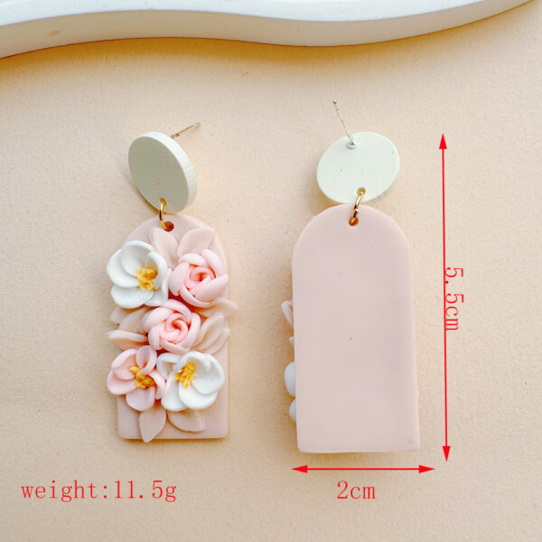 Wholesale Colored handmade floral soft ceramic earrings