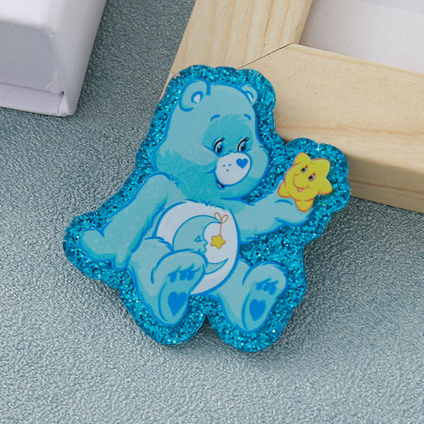 Wholesale 10pcs glitter cartoon heart bear earrings bag acrylic cute accessories