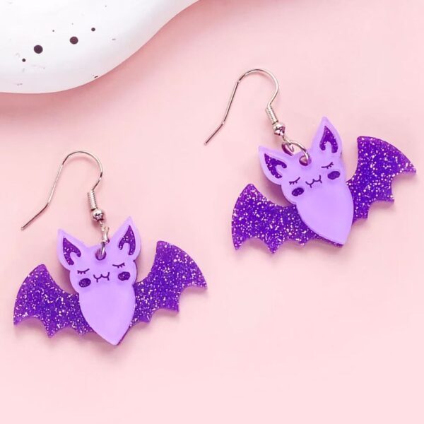 Wholesale Christmas Tree Lights Black Cat Bat Acrylic Earrings