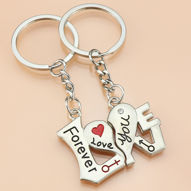 Wholesale Valentine's Day Sier Love Word Metal Keychain