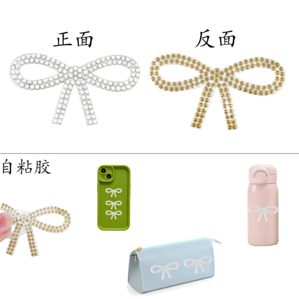 Wholesale Solid color rhinestone bow embroidery DIY Patches