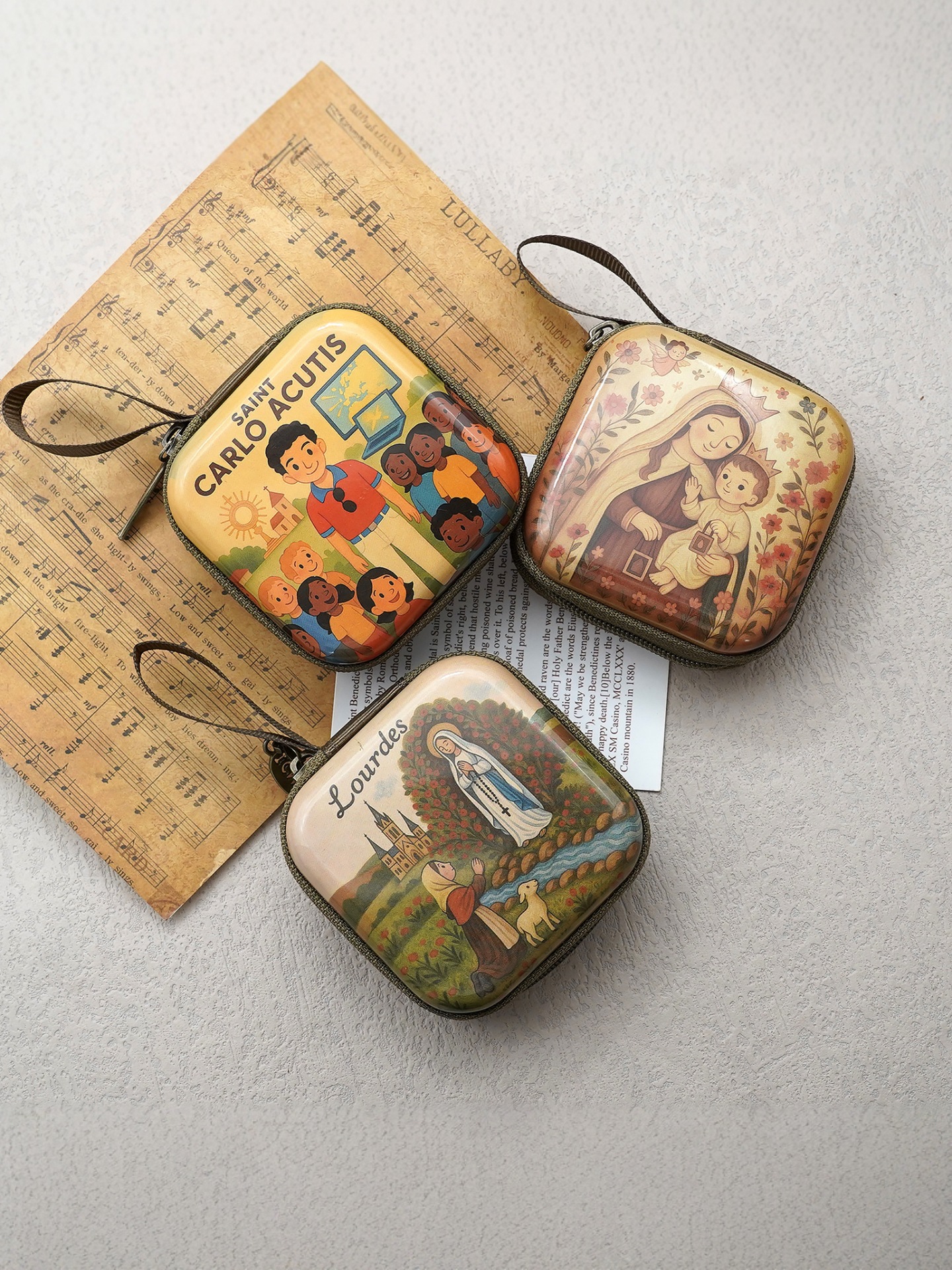 Wholesale Square hand awn cartoon pattern rtable coin purse