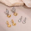 Wholesale Heart-shaped diamond-encrusted stainless steel earrings with plating