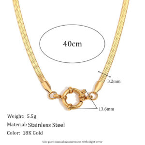 Blade chain spring buckle pendant necklace-Gold