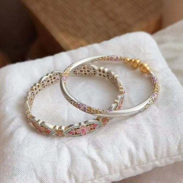 Wholesale Pink Drip Glaze Flower Bracelet Sweet Layered Bracelet