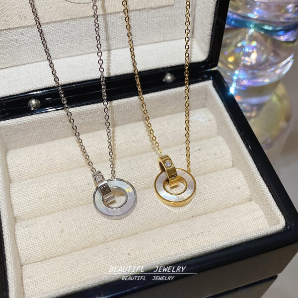 Wholesale Double Ring Titanium Steel Necklace Accessory