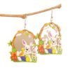 Wholesale Easter Rabbit Easter Egg Basket Splicing Wooden Earrings