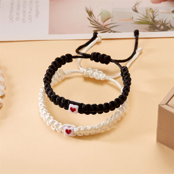 Wholesale Multi colored peach heart love woven couple bracelet