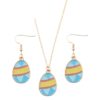 Wholesale Easter egg rabbit spotted striped flower necklace set