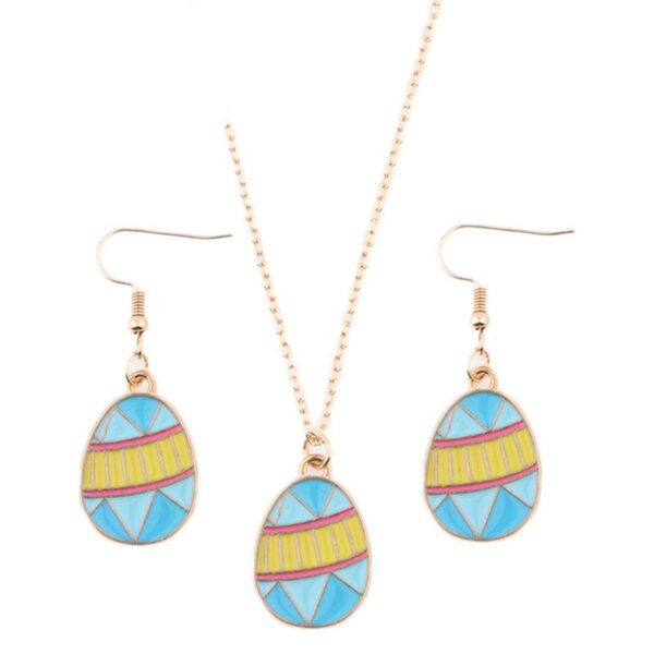 Wholesale Easter egg rabbit spotted striped flower necklace set