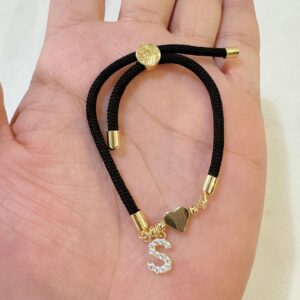 Black rope zircon letter bracelet—s