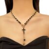 Wholesale Gothic style cross pentagram tassel multi-layered layered necklace
